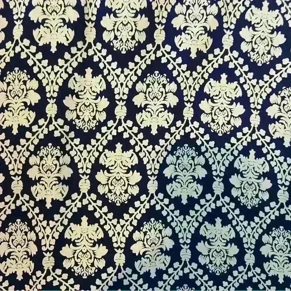 Buttons Women’s Racerback Sundress Size L Navy Cream Print Crocheted Hem Back - Picture 10 of 11